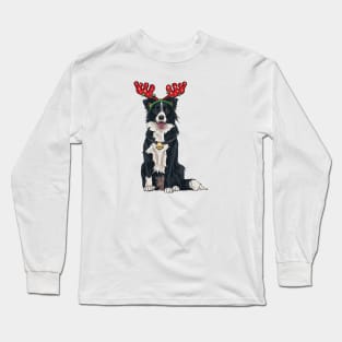 Border Collie Pet Christmas Dog Lover Owners Collie Mom Long Sleeve T-Shirt